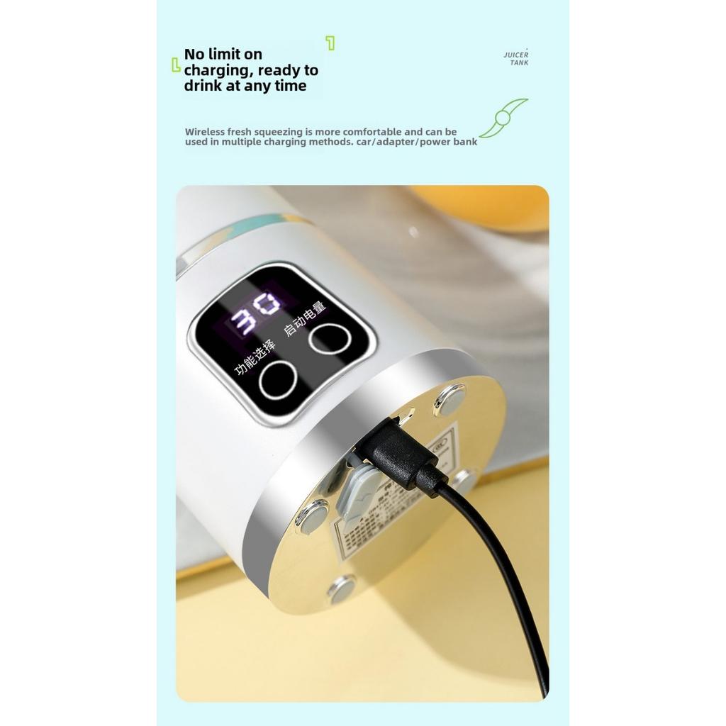 15.22 Oz Rechargeable Mini Blender] Portable USB Rechargeable Mini Blender and Juicer - 3 Modes, Digital Display, 6/12 Blades, Safety Lock