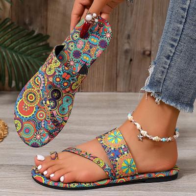 Fashion Women Slippers Fashion Big Size Slippers Bohemian Flower Pattern Sandals Casual Lightweight Shoes Flip Flops Home Slides Women