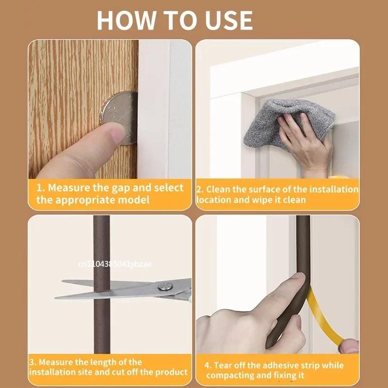 5/10m Door Insulation Seal Strip Tape Self-adhesive Acoustic Rubber Foam Weather strip Window Sound Draft Stopper Weather Strips