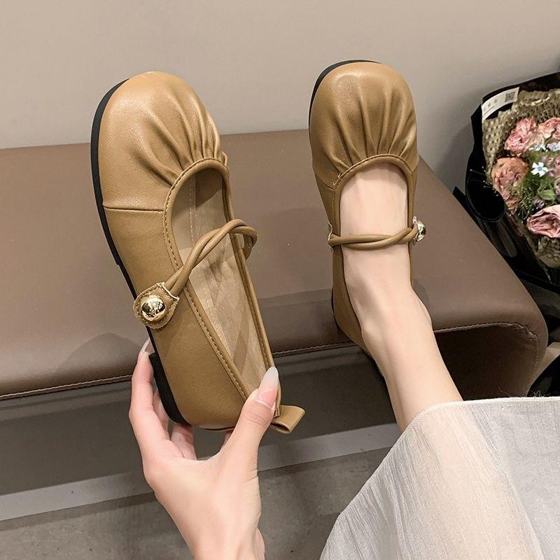 

Туфли Мэри Джейн новые ретро с мелким вырезом универсальные на плоской подошве с мягкой подошвой одинарные туфли нежные кожаные туфли женские 40-41 (one size smaller)