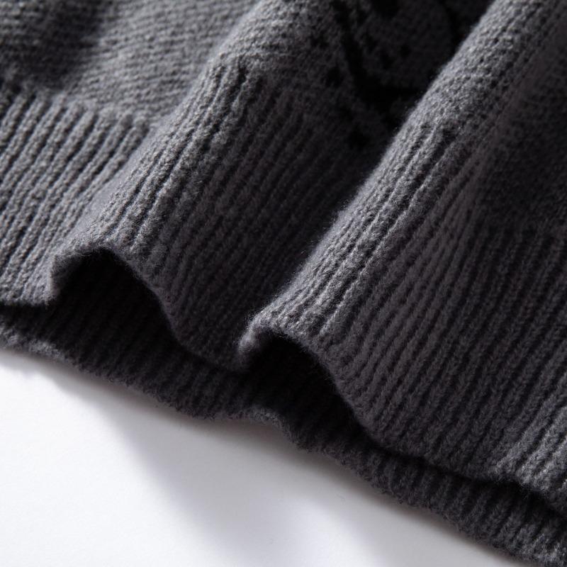 Mens Loose Crew Neck Long Sleeve Personalized Eye Pattern Warm Knit Sweater