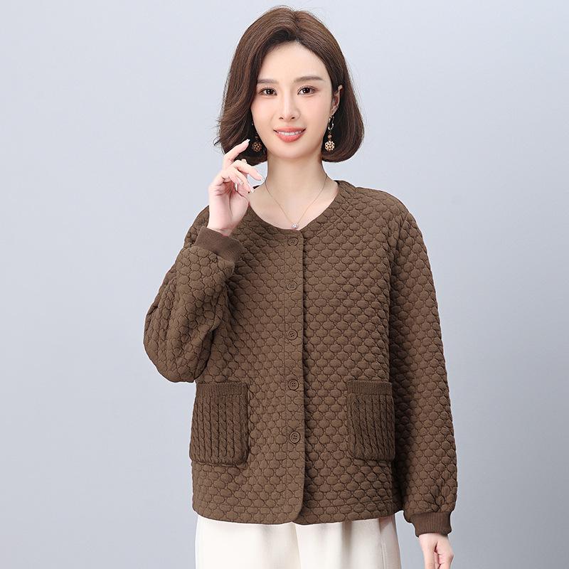 Women's Petite Loose Casual Round Neck Jacket for Middle-Aged & Elderly - Spring 2025