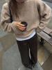 New Women's Loose Round Neck Plush Sweater: European & American Autumn/Winter Collection – Cozy, Solid Color Knit Outerwear, Lazy Style.