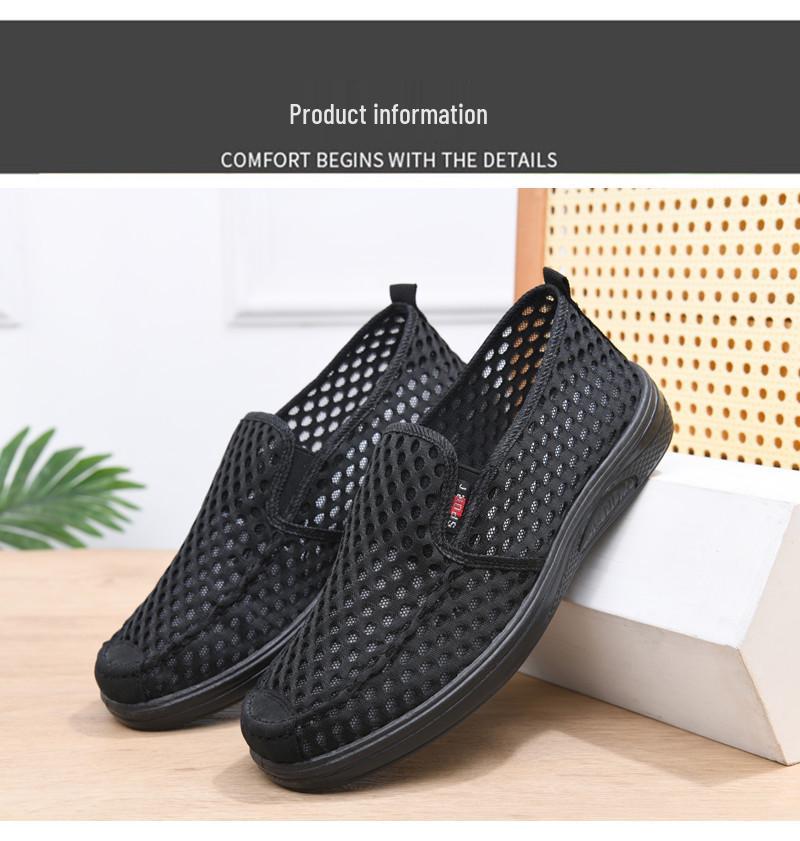 Atmungsaktive Mesh-Sandalen für Herren im Sommer für mittlere und ältere Menschen - Rutschfest, Geschlossene Zehenpartie, Freizeit-Schuhwerk