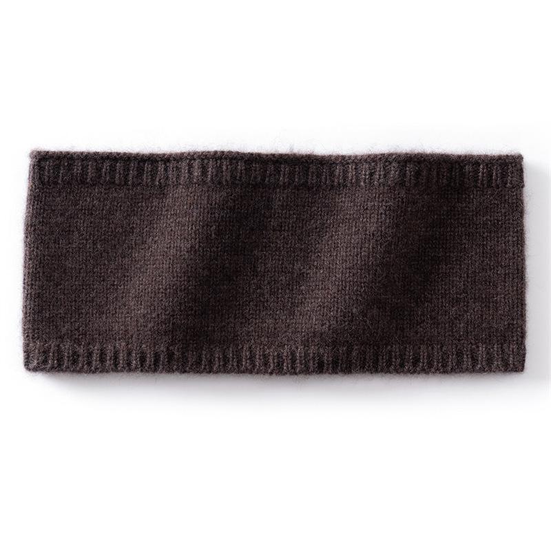 Autumn and winter new cashmere blended warm knitting flat solid color pullover cashmere headband women's black