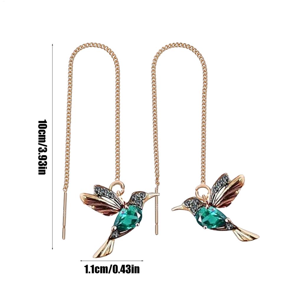 

Fashion Earrings Hummingbird Pull Through Threader Earrings Pendant Necklaces Portable Light Weight Long Chain Drop Earrings синий