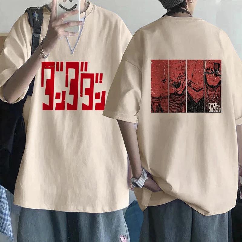 Retro Mange Men's T-shirt Japanese Anime Gothic T-shirt Dandadan Okarun90s Casual Loose T-shirt Versatile Streetwear