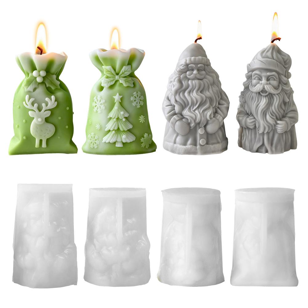 Santa Claus Candle Silicone Molds Resin Casting Mould Aromatherapy Candle Mould for DIY Candle Making Polymer Clay Craft Plaster