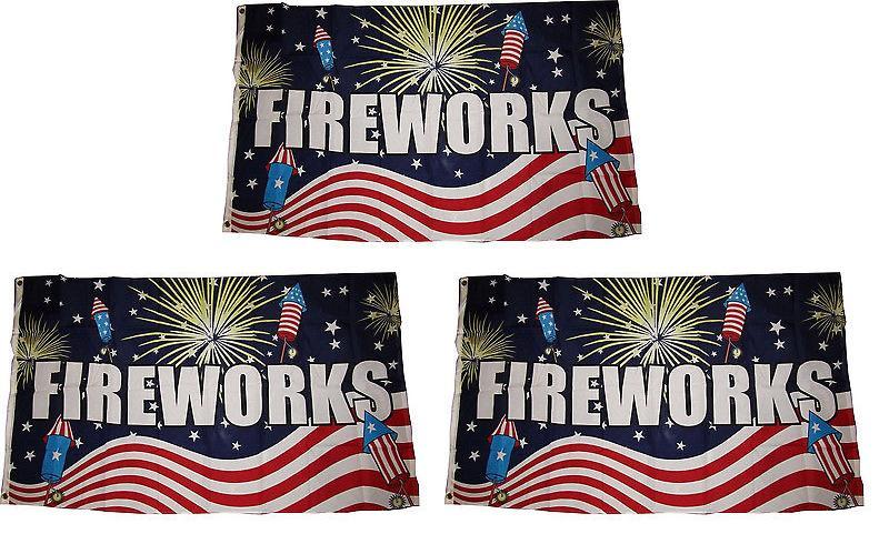 Fireworks Letter Pattern Polyester Festival Flag For Outdoor Decoration And Special Occasions