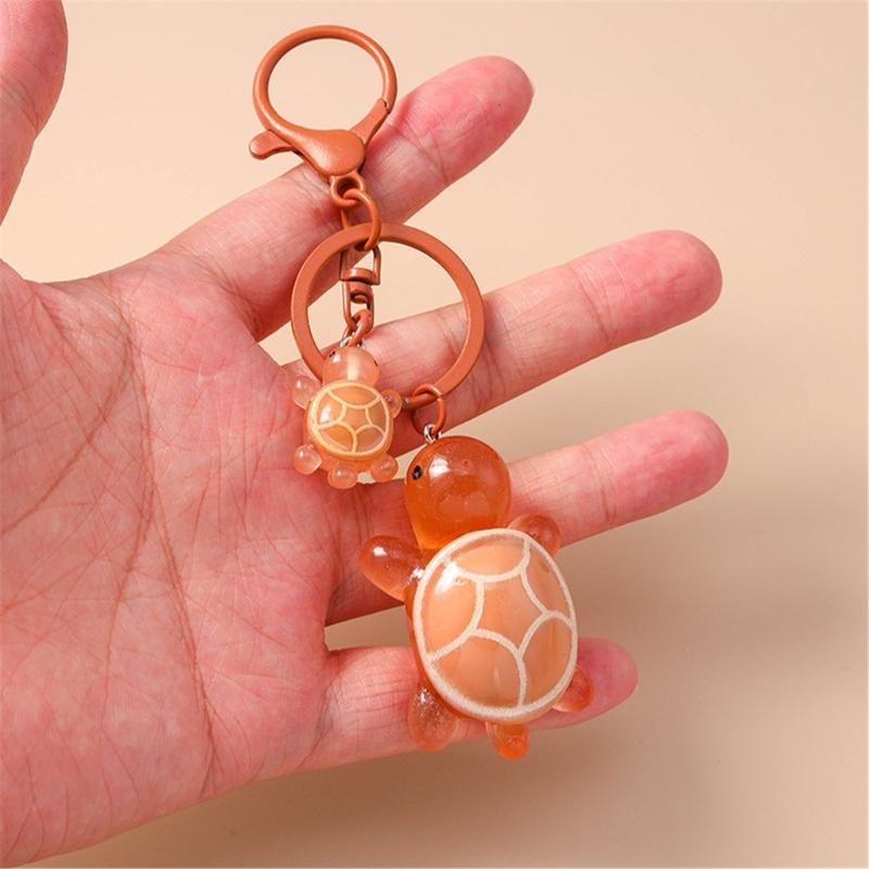 Plastic 3D Turtles Charm Keychain Accessory Fashionable Animal Shape Key Rings Tortoise Bag Decoration for Women