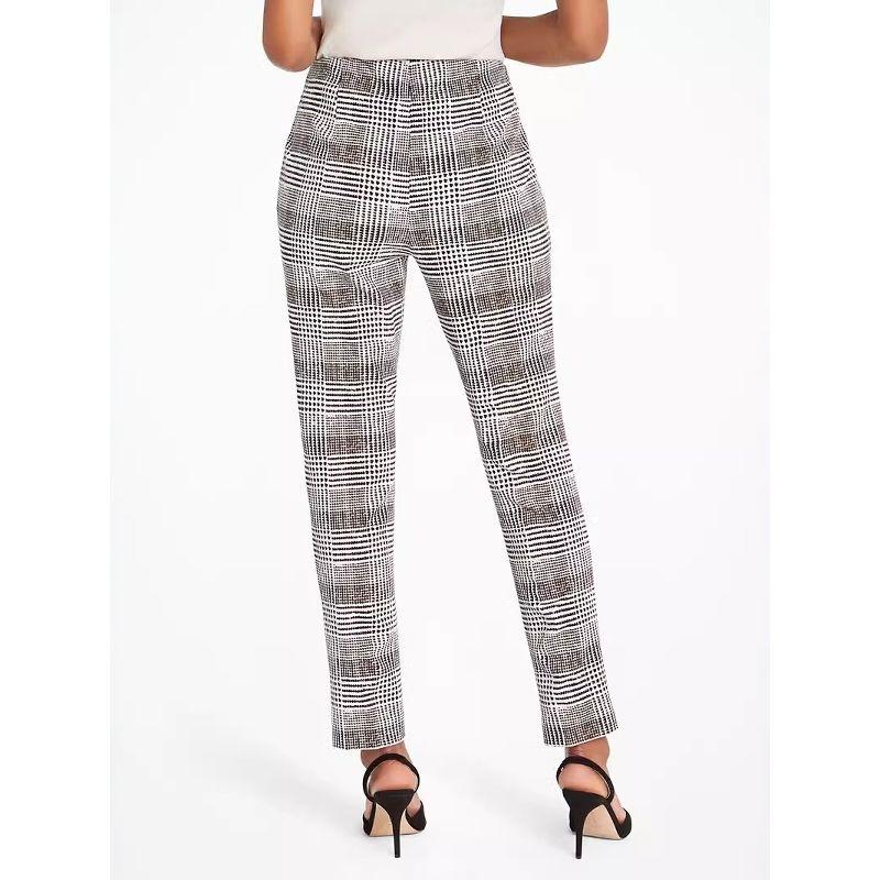 Stretch High Waist Gingham Casual Pants Fall and Winter Fashion Plus Size Women's Pencil Pants Pocket Pants Chubby Girl Thin and Comfortable