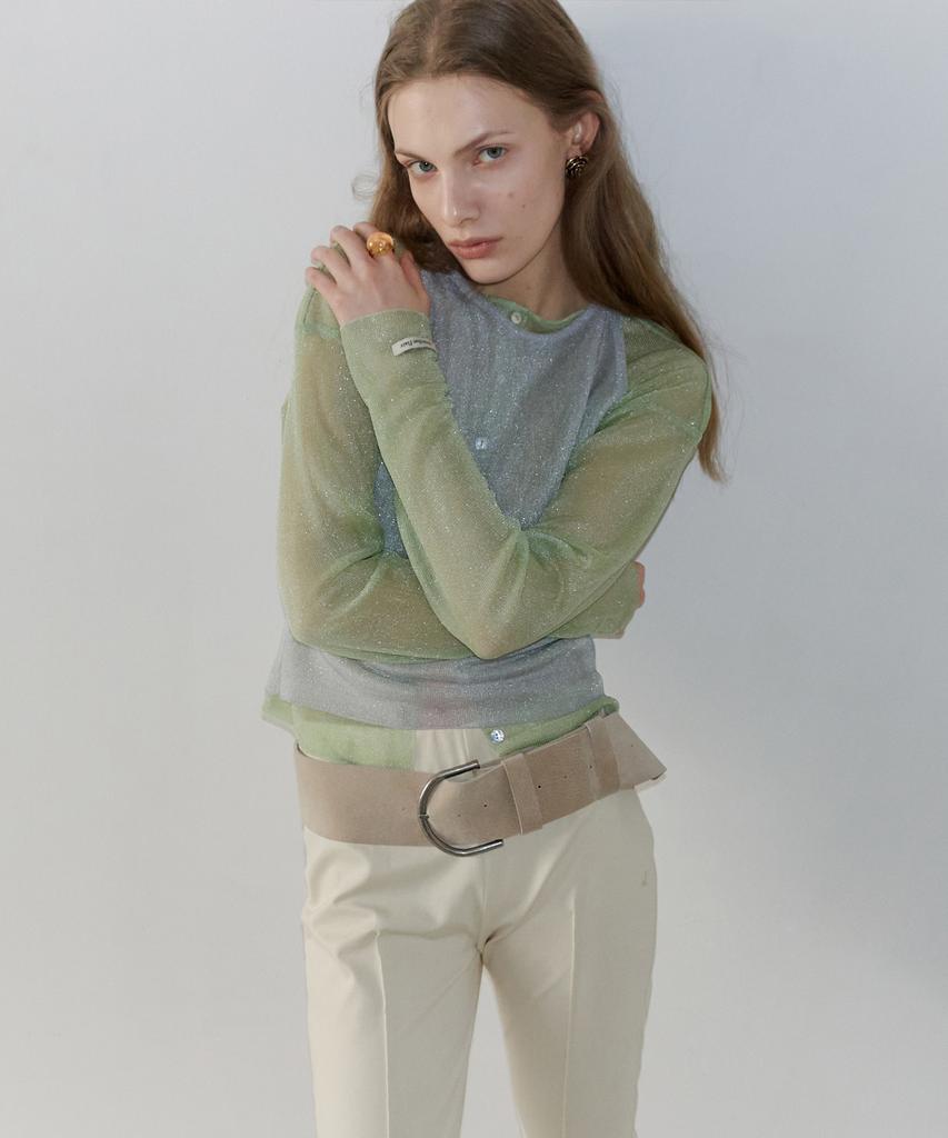 Obeodyupeulleeo Sheer Glossy Cardigan_Jelly Mint