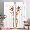 2pcs,2D Plane Printing Curtain Fabric Cute Christmas Deer Snowfall Holiday (3) Versatile 100% Polyester (without Rod)
