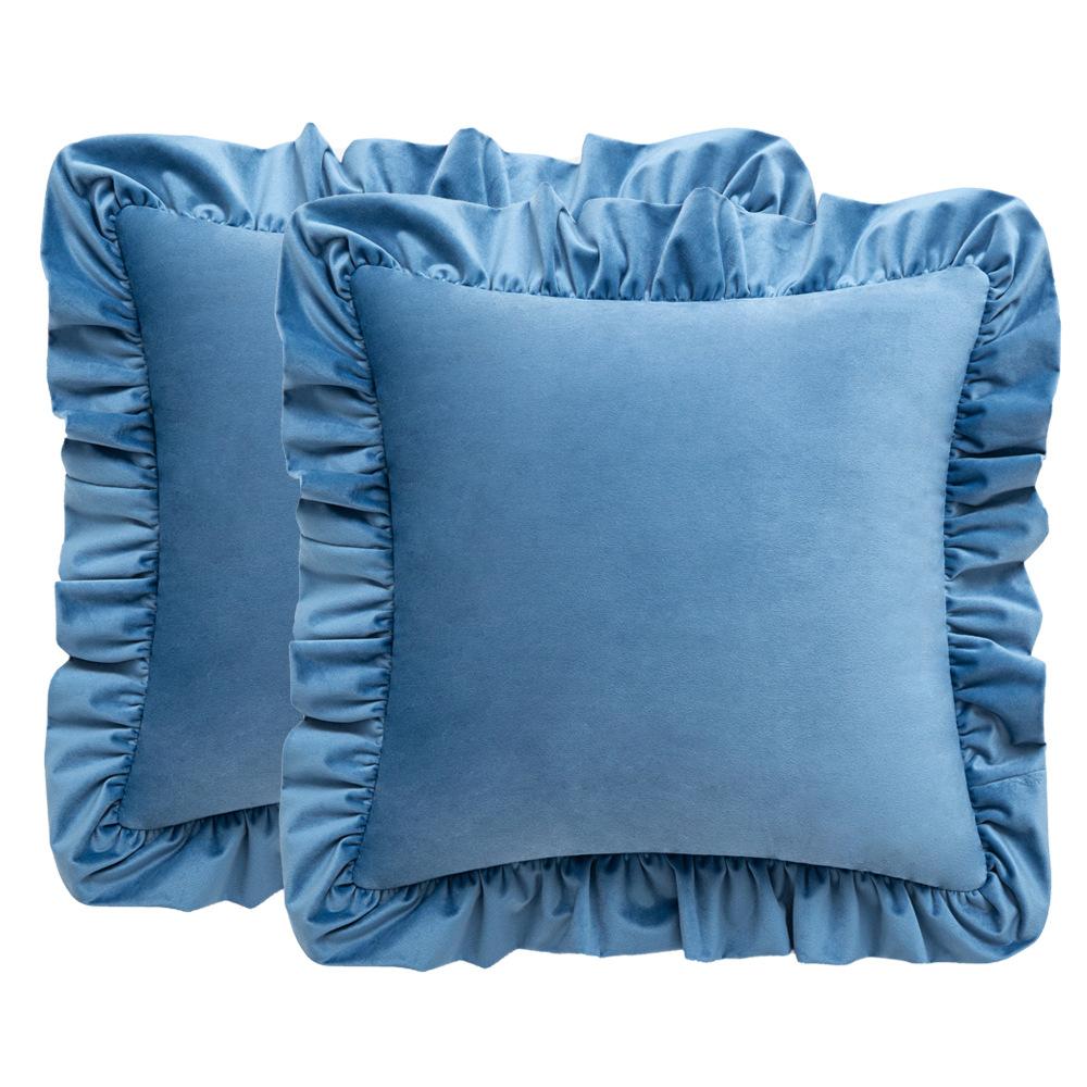 Ruffled Edge Minimalist Solid Color Velvet Pillow Cover For Home Decor Sofa Bed Throw Cushion Window Seat Lumbar Support Pillow Case