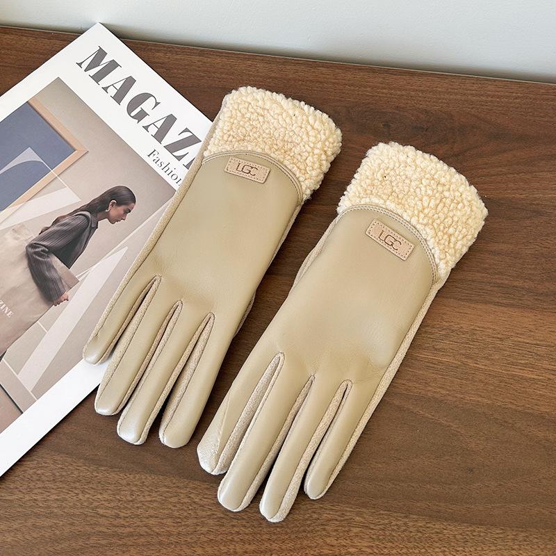 2025 leather gloves women's warm velvet thickened winter driving gloves