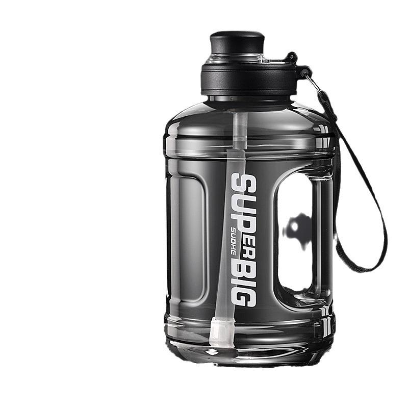 Water bottle large capacity plastic cup big belly water cup ton ton bucket will carry rope straw cup summer outdoor sports kettle