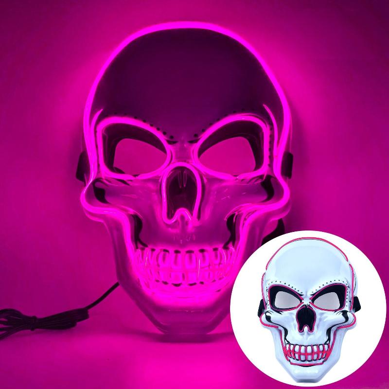 1Pcs Fashion Horror Halloween Skull Mask Led Light Cosplay Costume Cosplay Mask Halloween Party Supplies Halloween Party