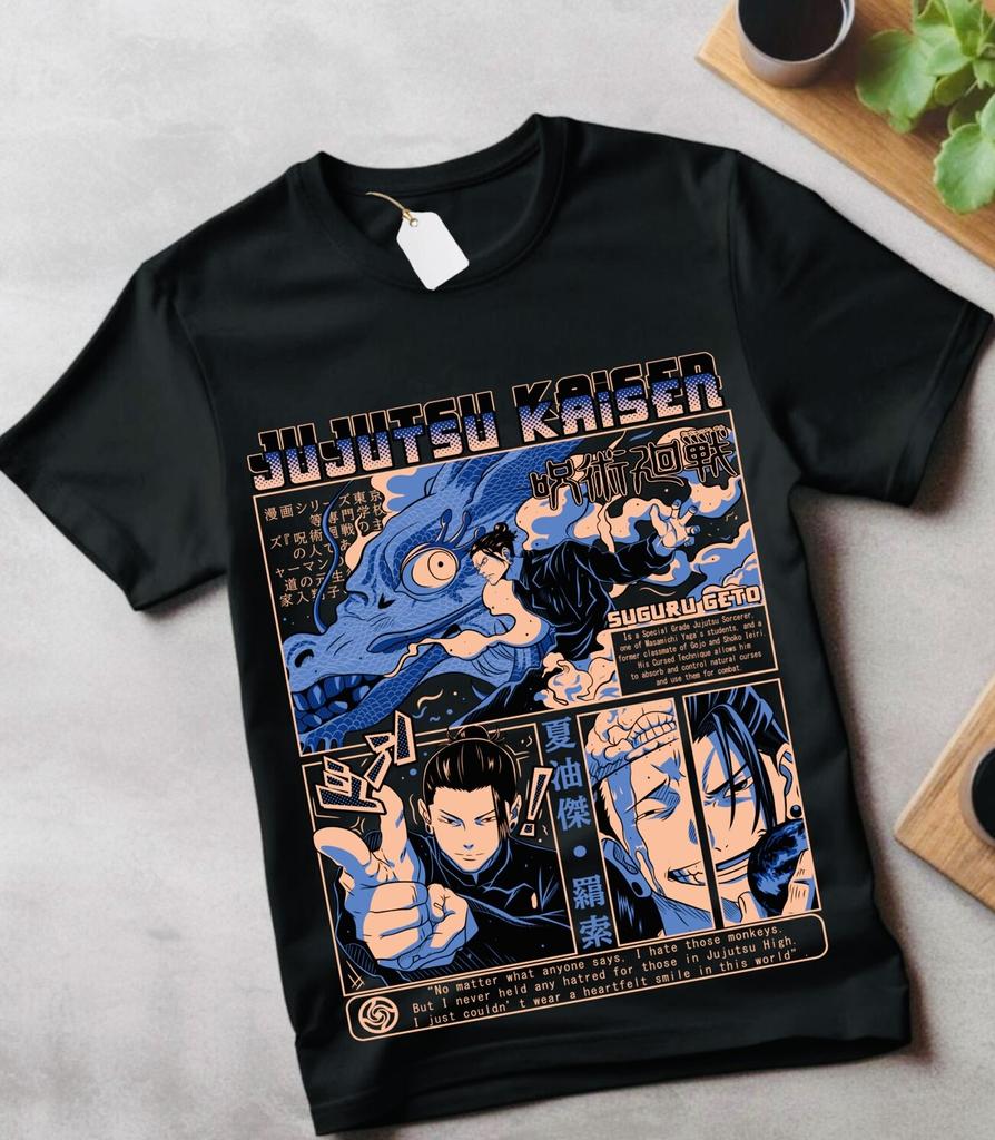 Geto T-shirt Jujutsu Kaisen Suguru Gojo Satoru JJK Meisje Horror Anime gif voor