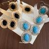 Acrylic Oval Ring Bracelet Stud Earrings Necklace Medieval Vintage Jewelry Set Light Luxury Niche Jewelry