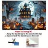 1 Background Banner  Halloween Haunted House Pumpkin Scene Background Cloth Wall Decoration