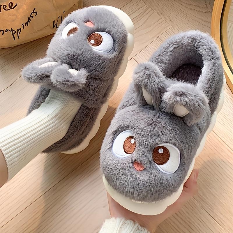 Cute Bunny Slippers Soft Plush Women's Bunny Slippers Big Eyes Cozy Cartoon Home Shoes Indoor/Outdoor Winter Boots