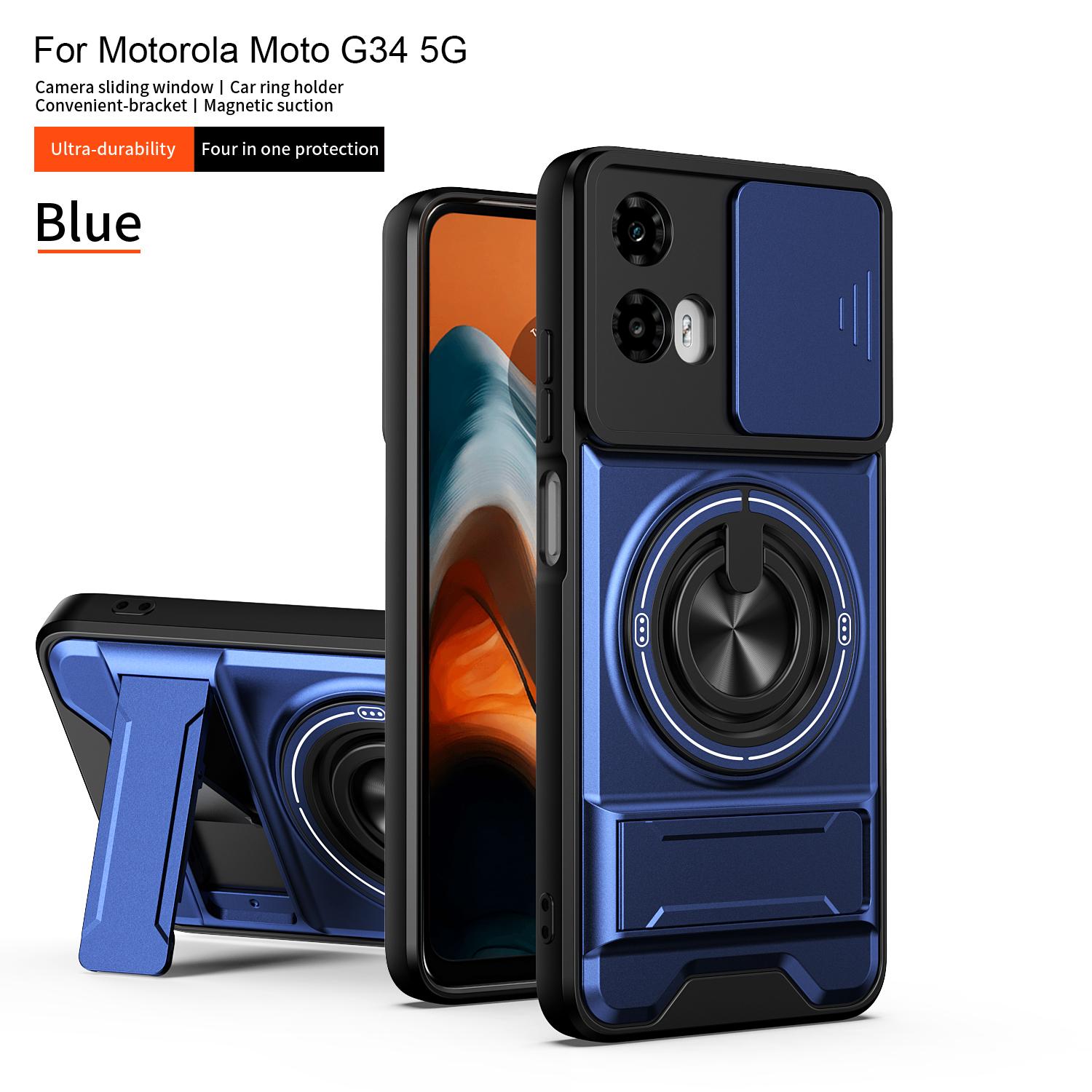 Voor Motorola G34 Hoesje Moto G45 Cover Moto G35 G34 G45 Hoesje Magsafe Magnetische Vouwstandaard Militaire Pantser Camera Beschermhoes Motorola Moto G45