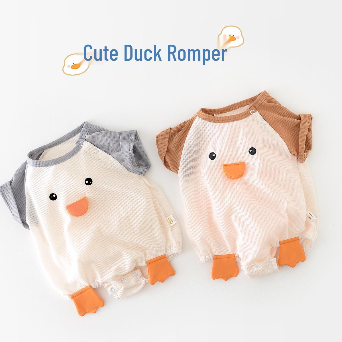 

Korean Style Cartoon Sibling Romper - Newborn Elastic & Breathable Onesie 2025 66 cm