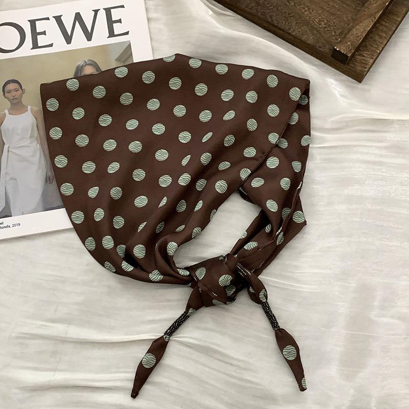 Headscarf silk scarf high-end sense retro neck protection scarf triangle scarf scarf women's floral headband bag head silk scarf
