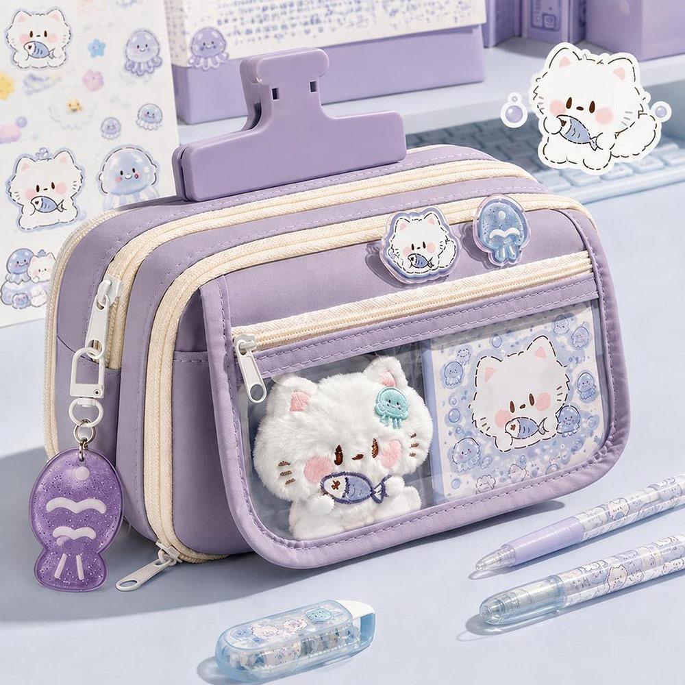 Large Capacity Pen Bag Multi-Pockets Stationery Bag Durable Pencil Case