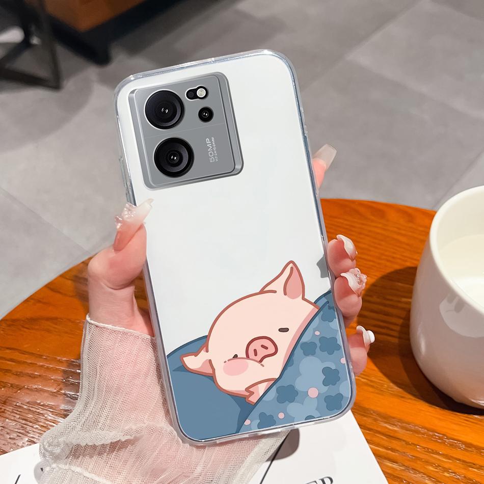 Clear Case For Xiaomi 13T Pro Soft TPU Silicone Cute Cartoon Back Cover For Xiaomi 13 T 13TPro Anti Drop Lightweight Phone Cases