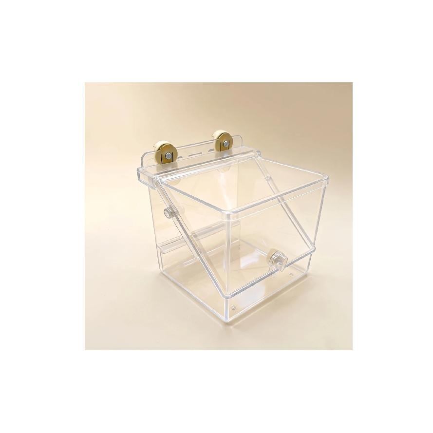Acrylic Pet Feeder with Suction Cups Transparent Hanging Pet Basin Space-Saving Compact for Small Pets, Cages, Enclosures