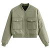 Ladies' Solid Color Fashionable Large Pocket Long Sleeved Zipper Casual Top  Jacket Jacket