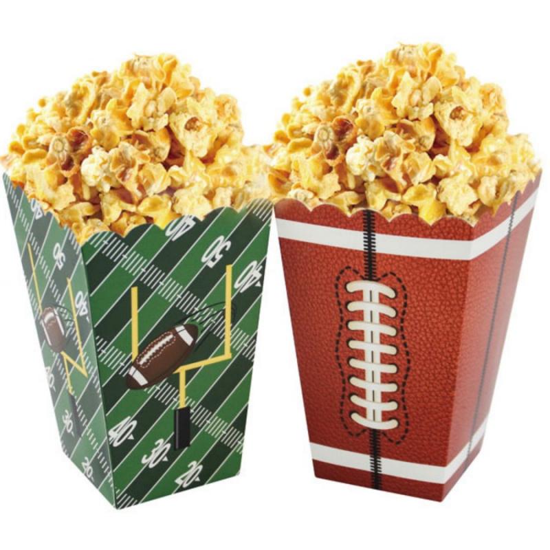 4 Stück Super Bowl Rugby Popcorn Box Wettbewerbsparty Gebratenes Hähnchen Chips Wurst Verpackung Papierbox Süßigkeiten Schokolade Keksdose