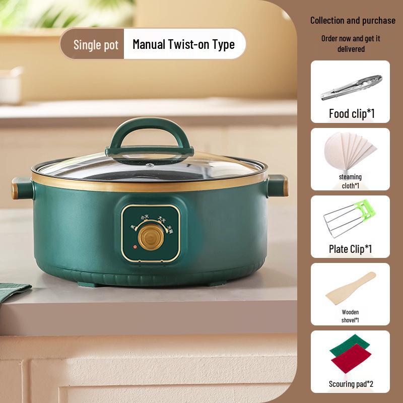 Multi-Function Electric Hot Pot with Timer - Three-Layer Steamer & Cooker, Large Capacity, Automatic Power-Off.