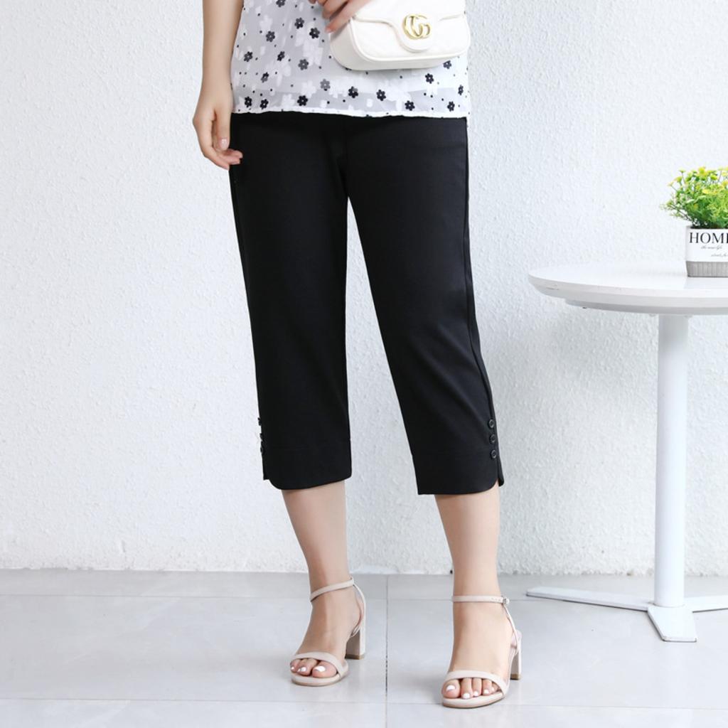 Women's Plus Size High Waist Elastic Waist Cropped Pants Casual Straight Leg Trousers