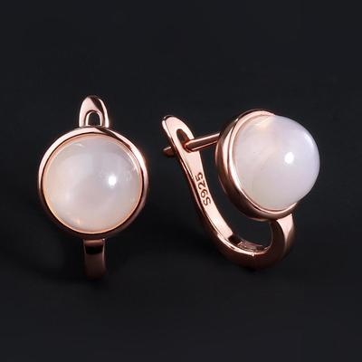 Boucle d'oreille fermoir en pierre de lune blanche naturelle, avec véritable pierre précieuse indienne, argent sterling 925, pour fille