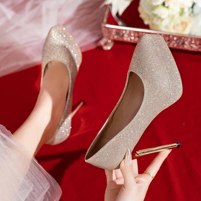 Mote Mote Sexy Høye Hæler Party Pumps Kvinner Plattform Tynne Hæler Superhøye Slip-on Sko Kvinner Lettvekt Bryllupssko Brud