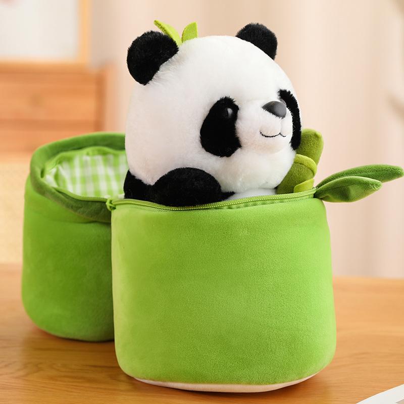 

Non-Toxic Stuffed Climbing Hug On The Bamboo Toy Creative Panda Doll Hiding In A Bamboo Plush Cushion Birthday 30cm