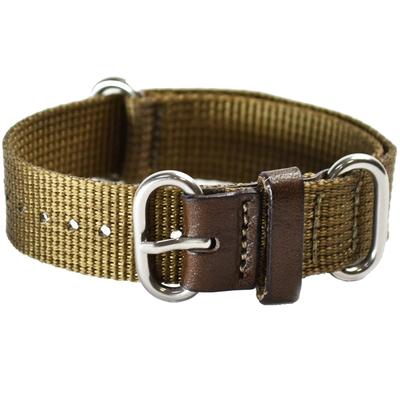 ATELIER CODEL NATO Strap, Artisan-Crafted for the Ultimate Comfort, Military Nylon and Leather Watch Band (Lug Width 21mm/22mm, Khaki Olive)