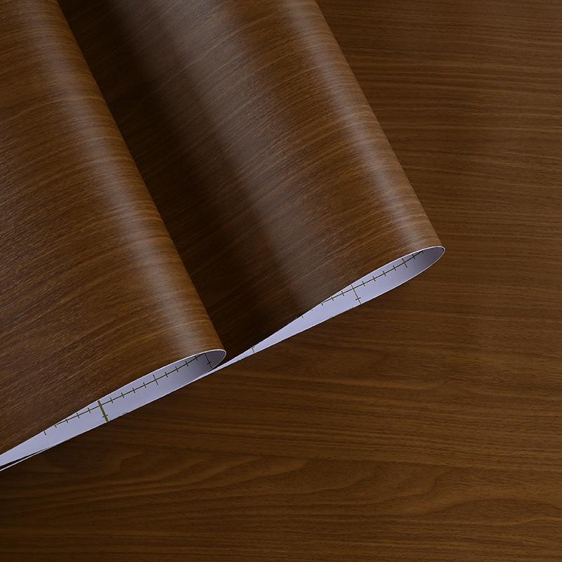 Vintage Walnut Wood Grain Waterproof Self-Adhesive Wallpaper for Living Room and Furniture Walls