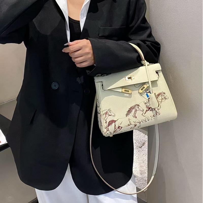 2026 neue Leder-Damenhandtasche Rindsleder erste Schicht Togo weiches Leder Pegasus beschichtete Ententasche grenzüberschreitender Großhandel