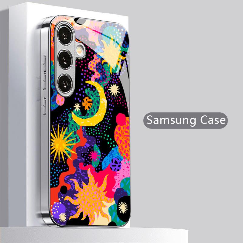 Holographic Pattern 2D Phone Case for Samsung S26 S25 S24 S23 S22 S21 S20 A56 A36 A16 - Electroplated Glass Protective Cover