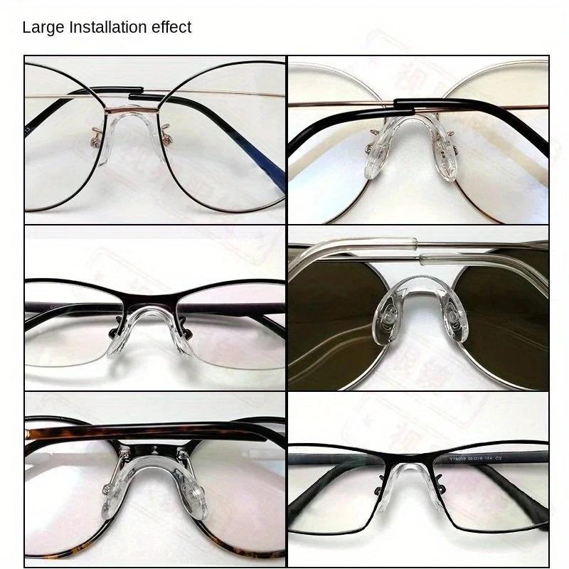 4Pcs Colored U Silicone Conjoined Siamese Saddle Eyeglass Soft Nose Pads for Insert On Glasses Translucent Anti-Slip Nose Pad