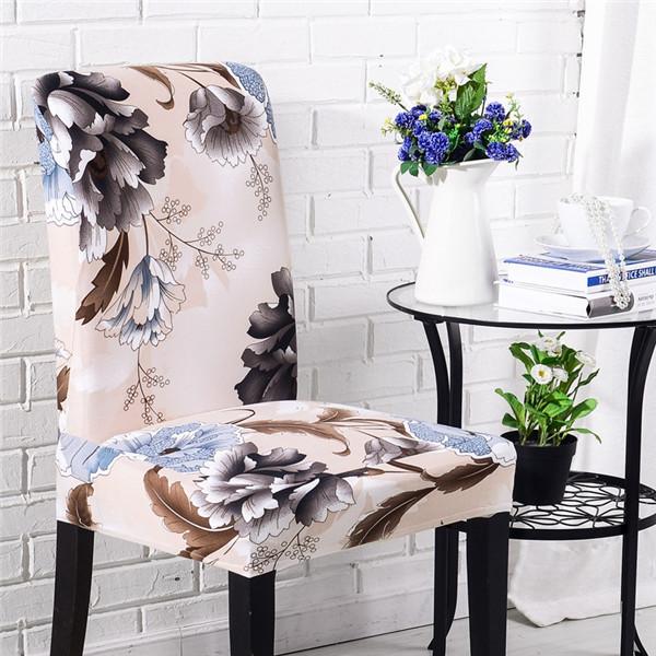 Floral Printing Chair Cover Removable Modern Elastic Banquet Seat Cover Chair Protective Case for Wedding Kitchen Dining Room