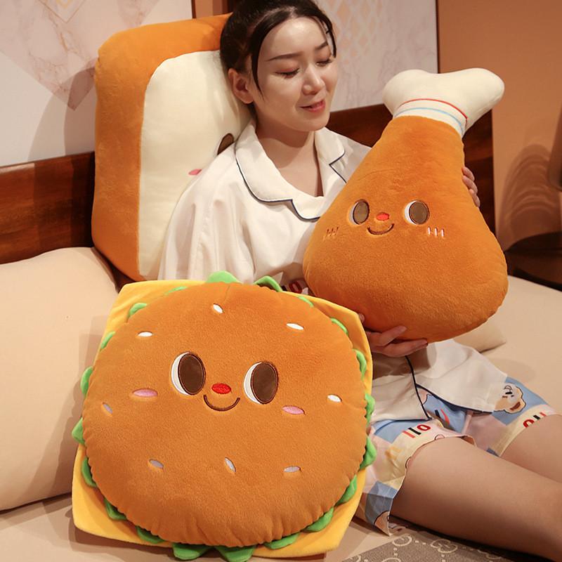 Chicken Creative Hamburger Leg On Toast Plush Toy Cute Girl Sleeping Cushion