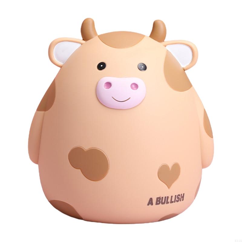 KX4B for Creative Cow Piggy Vinyl Coin Storage Jar Cartoon Animal Money Box for Home Bedroom Decoration Kids Birthday Gi