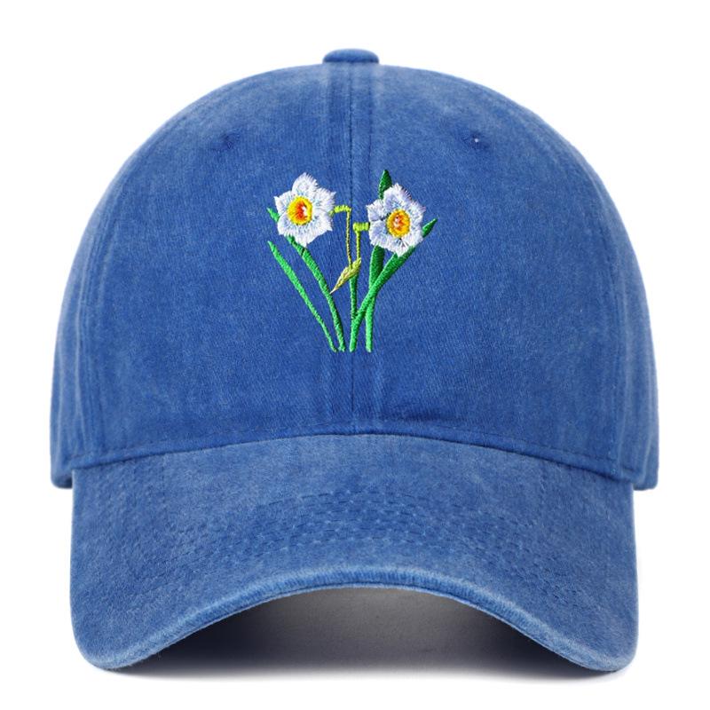 Men's Retro Washed Cotton Embroidered Distressed Dad Baseball Cap with Soft Brim