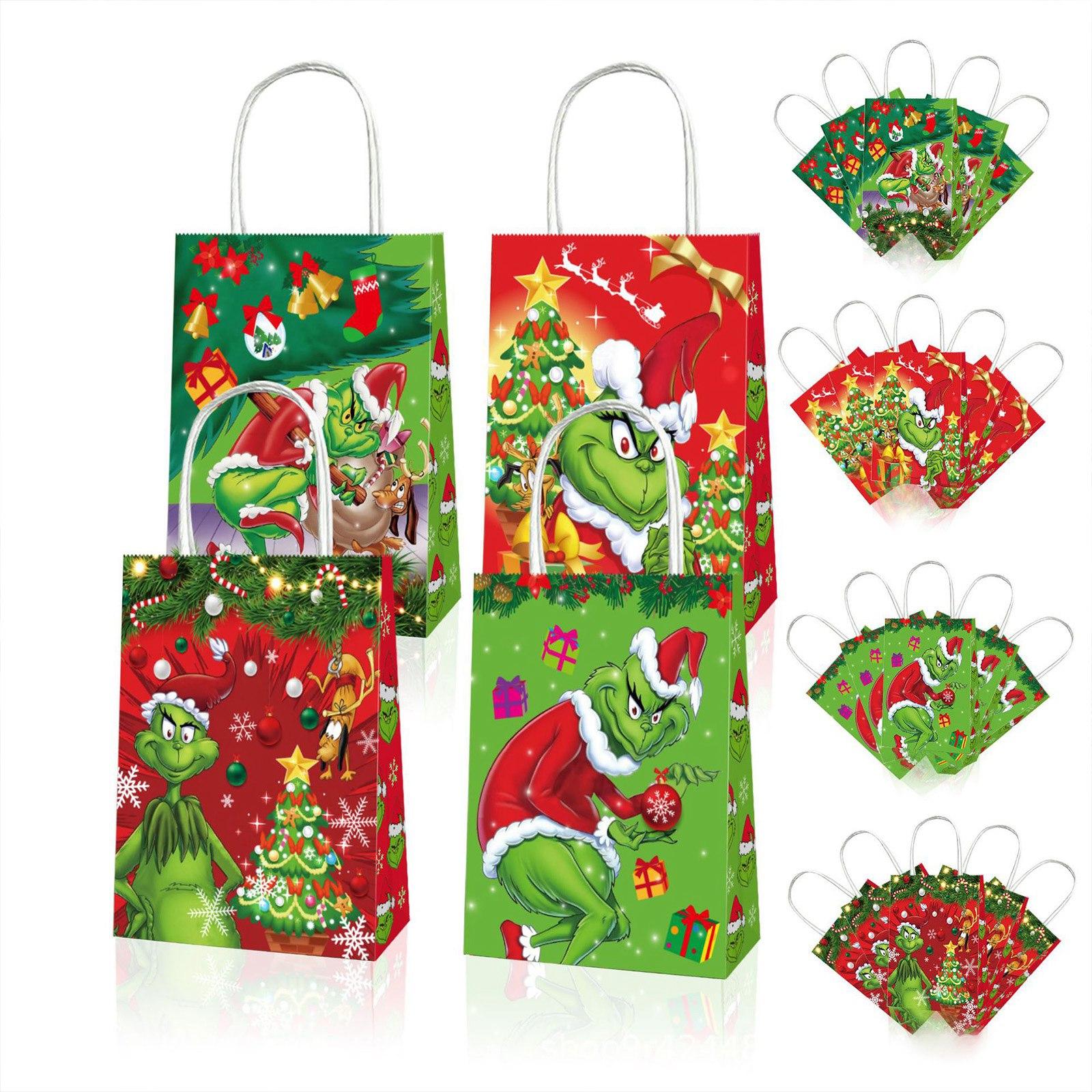 

12 Christmas Party Gift Bags With Handles, Christmas Party Supplies, Candy Bags, Gift Bags One Size белый