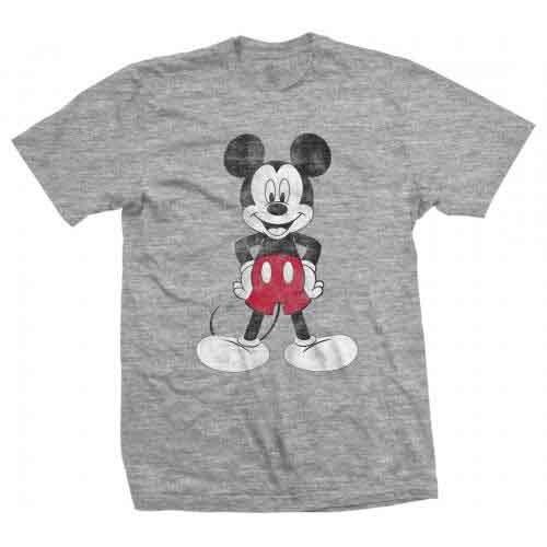 Disney Mickey Mouse Pose T-Shirt Grey New M