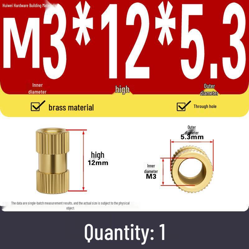 Zwei-Wege-Spritzguss Kupfer Rändelmuttereinsatz (M2-M8)